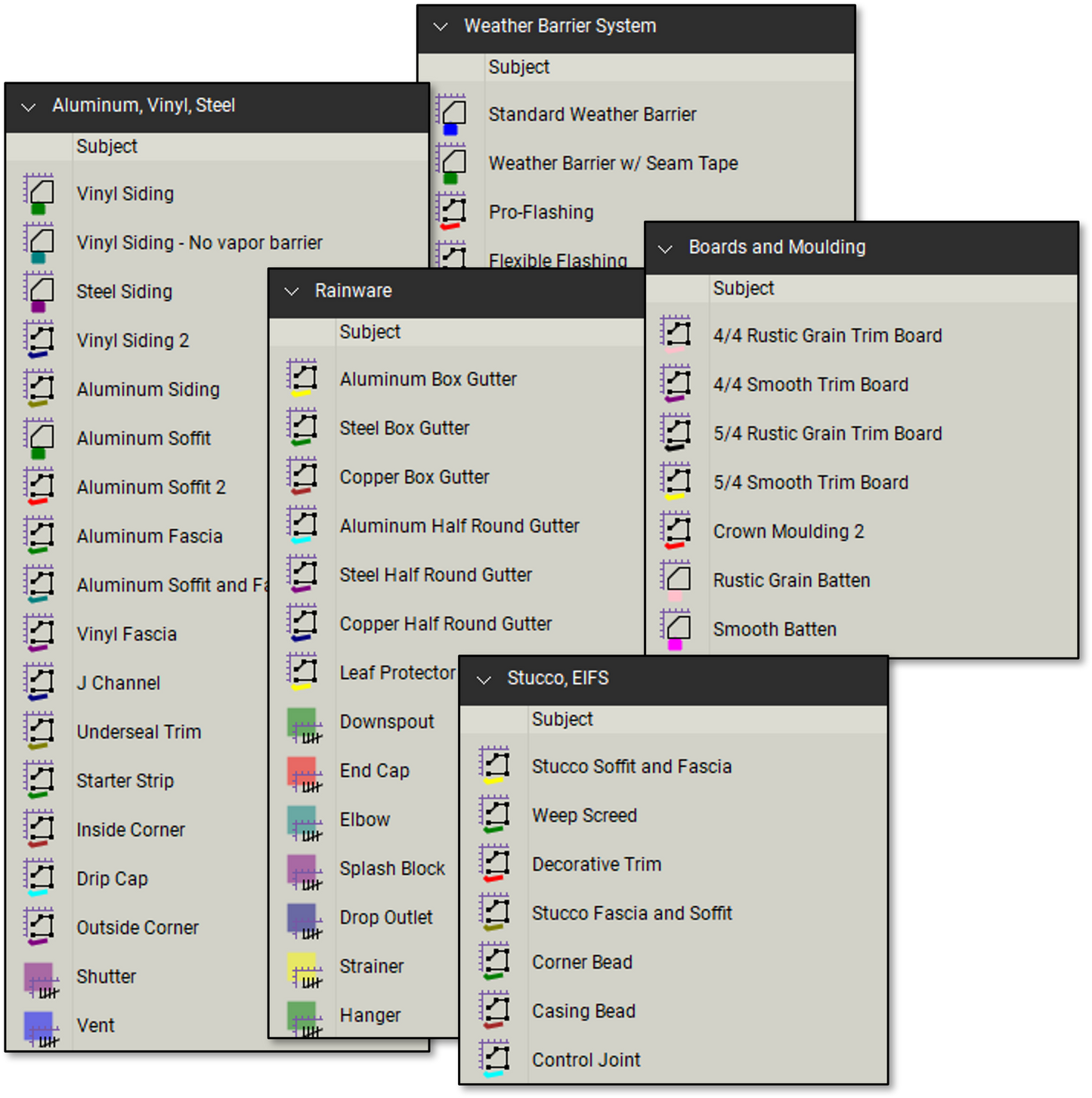 Siding (Division 7) Takeoff & Estimating Bluebeam Tool Set