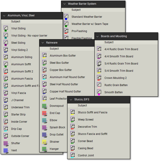 Siding (Division 7) Takeoff & Estimating Bluebeam Tool Set