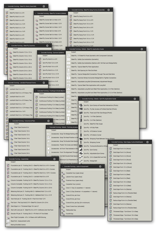 Markup in the Concrete Forming Takeoff & Estimating Bluebeam tool set