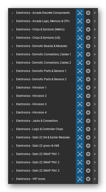 The Bluebeam Revu Tool Chest with the 21 tool sets of the Automation & Electronics tool set loaded, closed to the set titles.