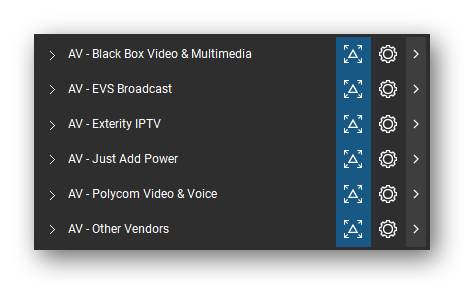 The Bluebeam Revu Tool Chest with the 6 tool sets of the AV, Broadcast & Stage Lighting tool set loaded, closed to the set titles.