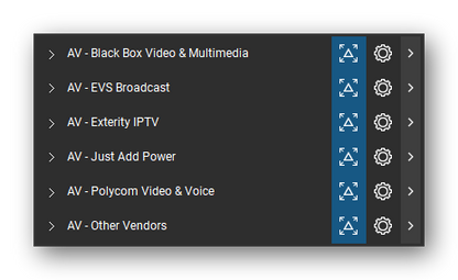 The Bluebeam Revu Tool Chest with the 6 tool sets of the AV, Broadcast & Stage Lighting tool set loaded, closed to the set titles.