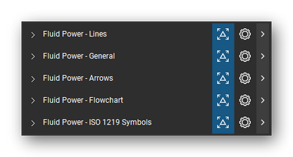 The Bluebeam Revu Tool Chest with the 5 tool sets of the Fluid Power tool set loaded, closed to the set titles.