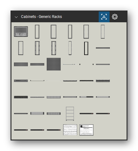 Racks, Cabinets & Cable Pathways tool set for Bluebeam Revu, Generic Racks set - 39 views of 38 devices, front and rear: Pelican Rack case Variable U, 42U Rack, 42U Wide Rack, 45U Rack, 45U Wide Rack, 47U Rack, 47U Wide Rack, 48U+12U Rack, 45U Relay Rack, Simple Variable height rack and 28 more. Tool Chest in Symbol view.