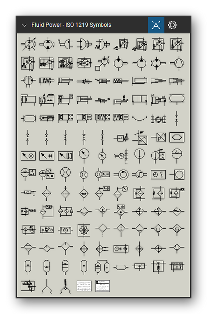 Fluid Power tool set for Bluebeam Revu, ISO 1219 Symbols set (part 2 of 2) - 246 hydraulic and pneumatic symbols numbered after ISO 1219-1 (X10010 to X12430): control mechanisms, directional control valves, pressure, flow and non-return valves, proportional and servo valves, cartridge valves, pumps and motors, cylinders, couplings, measuring instruments, filters, separators, air preparation units, coolers, accumulators and vacuum generators.
