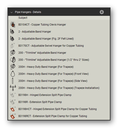 Pipe hangers in the Pipe Hangers and Supports Takeoff & Estimating Bluebeam tool set (sheet 2 of 3)