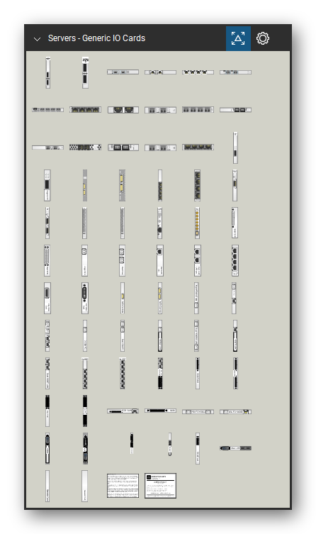 Servers tool set for Bluebeam Revu, Generic IO Cards set - 68 tools: Mellanox MCX354A-FCBT dual QSFP, Mellanox MCX354A-FCBT dual QSFP lp, Dual QSFP 40GbE, Dual RJ45 10GbE, Quad RJ45 10GbE, Dual SFP 10GbE, Quad SFP 10GbE, GS-3000-1G-RJ45-4 1GbE RJ45 4-port Add, GS-3000-10G-RJ45-2 10GbE RJ45 2-port Add, GS-3000-10G-SFP-2 10GbE SFP+ 2-port Add and 58 more. Tool Chest in Symbol view.