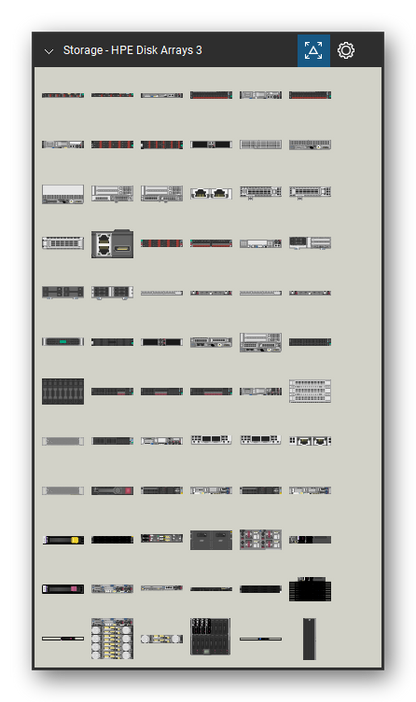 Storage & Backup tool set for Bluebeam Revu, HPE Disk Arrays 3 set (tools 1-72 of 223) - 72 views of 60 devices, front and rear: DX360 Gen10 8SFF Appliance, DX360 Gen10 4LFF Appliance, DX360 Gen10 Appliance, DX380 Gen10 24SFF Appliance, DX380 Gen10 Appliance, DX560 Gen10 24SFF Appliance, DX560 Gen10 Appliance, DX2200 Gen10 12LFF Appliance, DX2600 Gen10 24SFF Appliance, DX2x00 Gen10 Appliance and 50 more. Tool Chest in Symbol view.