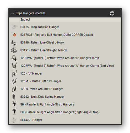 Pipe hangers in the Pipe Hangers and Supports Takeoff & Estimating Bluebeam tool set (sheet 3 of 3)