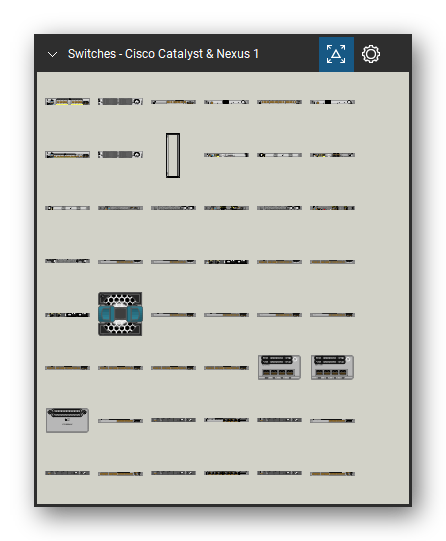 Network Switches & Routers tool set for Bluebeam Revu, Cisco Catalyst & Nexus 1 set (tools 1-48 of 199) - 48 views of 34 devices, front and rear: C1000-16P, C1000-24P, C1000-48P, C1000-8P, Cisco R42610, C8200-1N-4T, C8200-UCPE-1N8, C8500-12X, C8500-12X4QC, C8500L-8S4X and 24 more. Tool Chest in Symbol view.