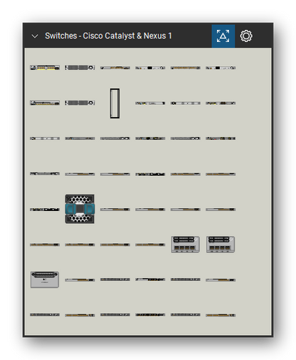 Network Switches & Routers tool set for Bluebeam Revu, Cisco Catalyst & Nexus 1 set (tools 1-48 of 199) - 48 views of 34 devices, front and rear: C1000-16P, C1000-24P, C1000-48P, C1000-8P, Cisco R42610, C8200-1N-4T, C8200-UCPE-1N8, C8500-12X, C8500-12X4QC, C8500L-8S4X and 24 more. Tool Chest in Symbol view.