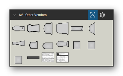AV, Broadcast & Stage Lighting tool set for Bluebeam Revu, Other Vendors set - 14 tools: USITT Axial, USITT Axial PAR, USITT Beam Projector, USITT Beam Projector Enhanced, USITT Box, USITT ERF, USITT ERS, USITT Fresnel, USITT PAR, USITT Radial and 4 more. Tool Chest in Symbol view.
