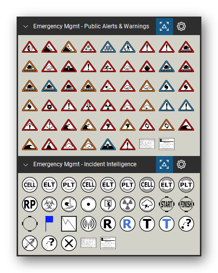 Incident & Emergency Management tool set for Bluebeam Revu, the Public Alerts & Warnings and Incident Intelligence sets in the Tool Chest - Public Alerts & Warnings (51 tools) and Incident Intelligence (30 tools).