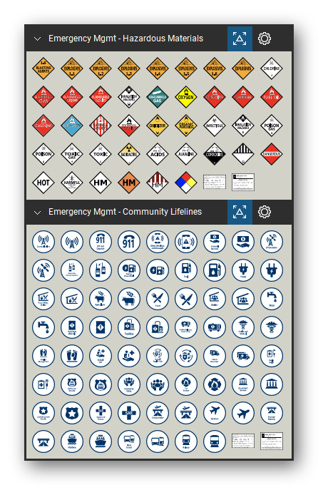Incident & Emergency Management tool set for Bluebeam Revu, the Hazardous Materials and Community Lifelines sets in the Tool Chest - Hazardous Materials (42 tools) and Community Lifelines (70 tools).