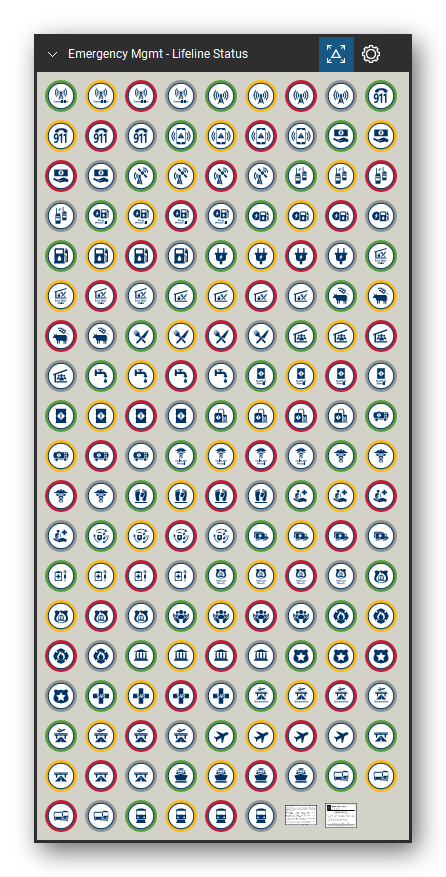 Incident & Emergency Management tool set for Bluebeam Revu, Lifeline Status set - 168 tools: Communications (Green, with Label), Communications (Yellow, with Label), Communications (Red, with Label), Communications (Gray, with Label), Communications (Green, Icon Only), Communications (Yellow, Icon Only), Communications (Red, Icon Only), Communications (Gray, Icon Only), Communications: 911 and Dispatch (Green, Communications: 911 and Dispatch (Yellow and 158 more.