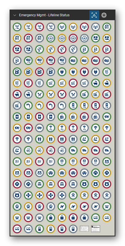 Incident & Emergency Management tool set for Bluebeam Revu, Lifeline Status set - 168 tools: Communications (Green, with Label), Communications (Yellow, with Label), Communications (Red, with Label), Communications (Gray, with Label), Communications (Green, Icon Only), Communications (Yellow, Icon Only), Communications (Red, Icon Only), Communications (Gray, Icon Only), Communications: 911 and Dispatch (Green, Communications: 911 and Dispatch (Yellow and 158 more.