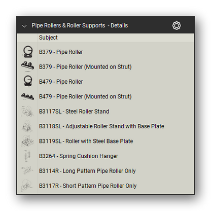 Rollers roller symbols in the Pipe Hangers and Supports Takeoff & Estimating Bluebeam tool set (sheet 2 of 2)
