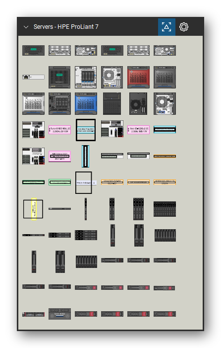 Servers tool set for Bluebeam Revu, HPE ProLiant 7 set (tools 1-66 of 230) - 66 views of 59 devices, front and rear: MicroServer Gen10 Plus v2, MicroServer Gen10 Plus v2 front open, MicroServer Gen10 Plus, MicroServer Gen10 Plus front open, MicroServer Gen10 Plus iLO, MicroServer Gen10, MicroServer Gen10 front open, MicroServer Gen8 red, MicroServer Gen8 black, MicroServer Gen8 silver and 49 more. Tool Chest in Symbol view.