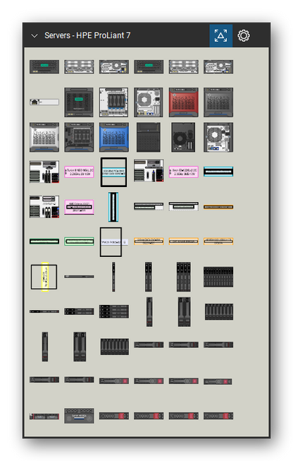 Servers tool set for Bluebeam Revu, HPE ProLiant 7 set (tools 1-66 of 230) - 66 views of 59 devices, front and rear: MicroServer Gen10 Plus v2, MicroServer Gen10 Plus v2 front open, MicroServer Gen10 Plus, MicroServer Gen10 Plus front open, MicroServer Gen10 Plus iLO, MicroServer Gen10, MicroServer Gen10 front open, MicroServer Gen8 red, MicroServer Gen8 black, MicroServer Gen8 silver and 49 more. Tool Chest in Symbol view.