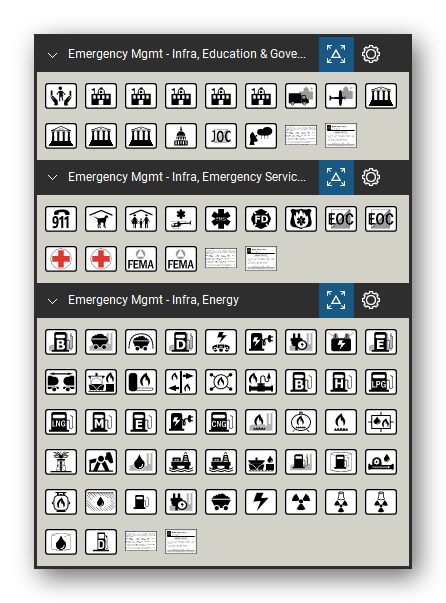 Incident & Emergency Management tool set for Bluebeam Revu, the Infra, Education & Government, Infra, Emergency Services and Infra, Energy sets in the Tool Chest - Infra, Education & Government (15 tools), Infra, Emergency Services (13 tools) and Infra, Energy (47 tools).