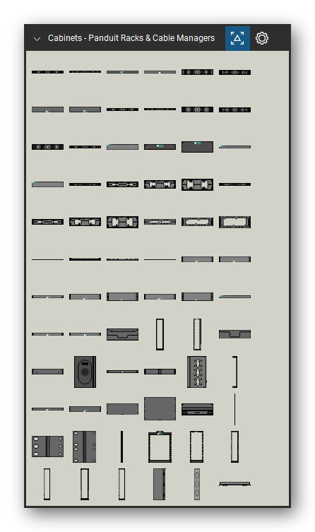Racks, Cabinets & Cable Pathways tool set for Bluebeam Revu, Panduit Racks & Cable Managers set (tools 1-72 of 243) - 72 tools: CMPH1, CMPH123, CMPH1C, CMPH1W, CMPH2, CMPH223, CMPH2C, CMPH2W, CMPHF1, CMPHF123 and 62 more. Tool Chest in Symbol view.