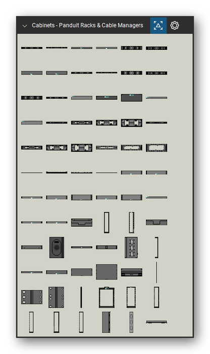 Racks, Cabinets & Cable Pathways tool set for Bluebeam Revu, Panduit Racks & Cable Managers set (tools 1-72 of 243) - 72 tools: CMPH1, CMPH123, CMPH1C, CMPH1W, CMPH2, CMPH223, CMPH2C, CMPH2W, CMPHF1, CMPHF123 and 62 more. Tool Chest in Symbol view.
