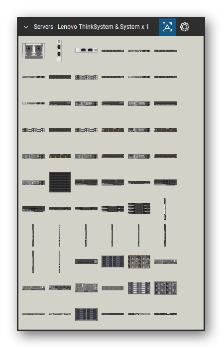 Servers tool set for Bluebeam Revu, Lenovo ThinkSystem & System x 1 set (tools 1-66 of 145) - 66 views of 49 devices, front, rear and isometric: Converged HX - SFP+, 10GbE SFP+ Low Profile, 10GbE SFP+ Low Profile H, HX1310, HX2310-E, HX2710-E, HX3310, HX3310-F, HX3500, HX3510-G and 39 more. Tool Chest in Symbol view.