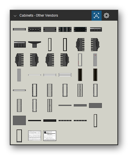 Racks, Cabinets & Cable Pathways tool set for Bluebeam Revu, Other Vendors set - 43 views of 39 devices, front and rear: CABLExpress CBX-CM-SDS2, CABLExpress CBX-FE-F06MPK, CABLExpress CBX-FE-FBLANK, CABLExpress CBX-FE-M12LCAZ, CABLExpress CBX-FE-M24LCAZ, CABLExpress CBX-LR-OH08, CABLExpress CBX-LR-OH16, CABLExpress CBX-LR-OHCM, CABLExpress CBX-RK-45U-1, CABLExpress CBX-RK-CM45U-1 and 29 more. Tool Chest in Symbol view.