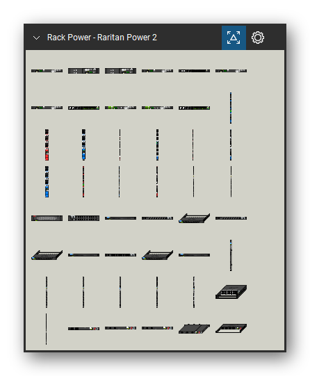 Rack Power tool set for Bluebeam Revu, Raritan Power 2 set (tools 1-48 of 138) - 48 views of 39 devices, front, rear and isometric: PX3TS-1147R, PX3TS-1464R, PX3TS-1469R, PX3TS-1875CR, PX3TS-1876R, PX3TS-5184CR, PX3TS-5191CR, PX3TS-5191CR-N1, PX3TS-5499-N1, PX2-4937U-K2 and 29 more. Tool Chest in Symbol view.