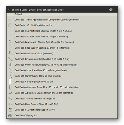 Details deckfast application guide in the Shoring & Elevated Decks Takeoff & Estimating Bluebeam tool set (sheet 1 of 5)