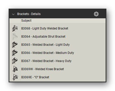 Brackets in the Pipe Hangers and Supports Takeoff & Estimating Bluebeam tool set