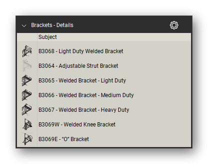Brackets in the Pipe Hangers and Supports Takeoff & Estimating Bluebeam tool set