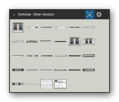 Network Switches & Routers tool set for Bluebeam Revu, Other Vendors set - 26 views of 19 devices, front and rear: Oracle Fibre SFP+, Oracle Brocade 300, Oracle Brocade 5100, Oracle Brocade 5300, Oracle Brocade 5300 full, Oracle Silkworm 5300, Oracle Datacenter Switch 36 port (Infiniband, Oracle QDR Infiniband Gateway Switch, Penguin SFP+ Horiz., Penguin QSFP+ and 9 more. Tool Chest in Symbol view.