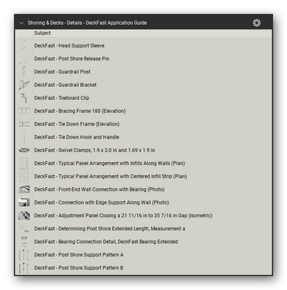 Details deckfast application guide in the Shoring & Elevated Decks Takeoff & Estimating Bluebeam tool set (sheet 2 of 5)
