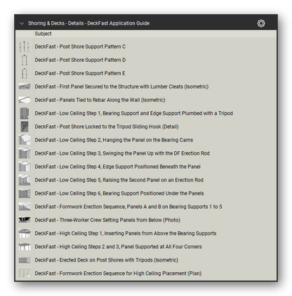 Details deckfast application guide in the Shoring & Elevated Decks Takeoff & Estimating Bluebeam tool set (sheet 3 of 5)