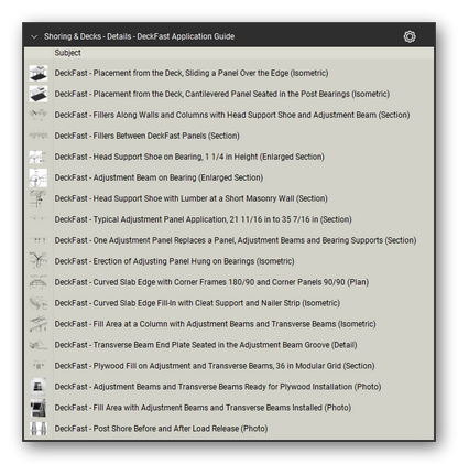 Details deckfast application guide in the Shoring & Elevated Decks Takeoff & Estimating Bluebeam tool set (sheet 4 of 5)