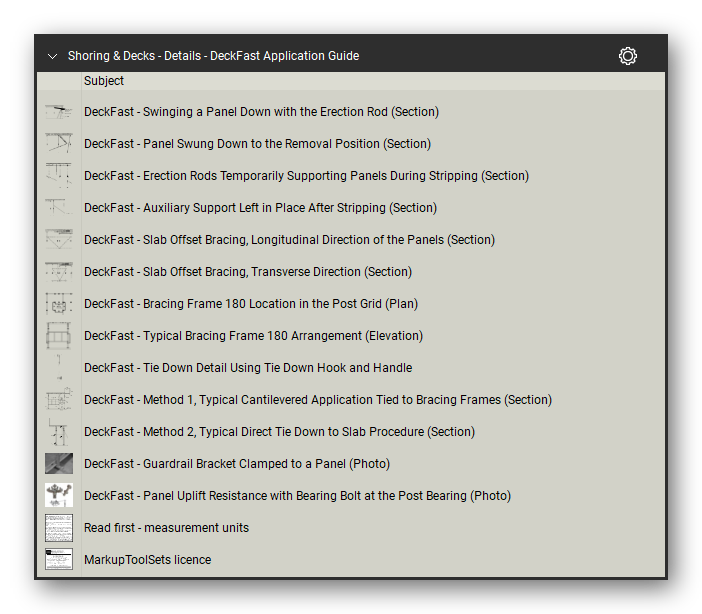 Details deckfast application guide in the Shoring & Elevated Decks Takeoff & Estimating Bluebeam tool set (sheet 5 of 5)