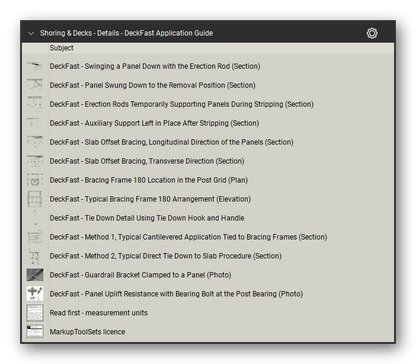Details deckfast application guide in the Shoring & Elevated Decks Takeoff & Estimating Bluebeam tool set (sheet 5 of 5)