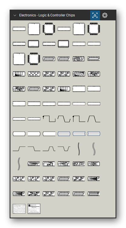 Automation & Electronics tool set for Bluebeam Revu, Logic & Controller Chips set - 72 tools: Atmel AT89S51 (DIP40), Atmel AT89S51 (PLCC-44), Atmel AT89S51 (QFP-44), Atmel AT89S52 (DIP40), Atmel AT89S52 (PLCC-44), Atmel AT89S52 (QFP-44), Atmel AT89S2051 (DIP-20), Atmel AT89S2051 (SOIC-20), Atmel AT89S4051 (DIP-20), Atmel AT89S4051 (SOIC-20) and 62 more. Tool Chest in Symbol view.