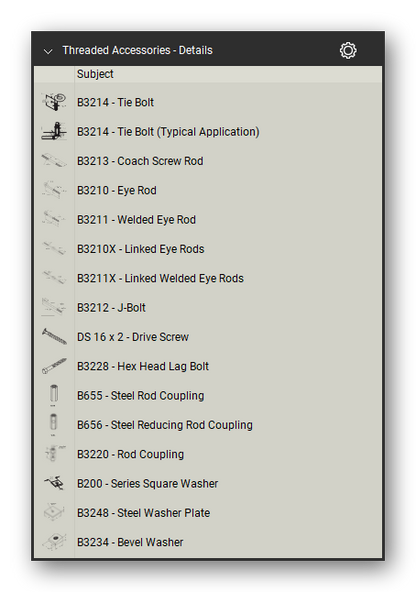 Threaded accessories in the Pipe Hangers and Supports Takeoff & Estimating Bluebeam tool set (sheet 2 of 2)