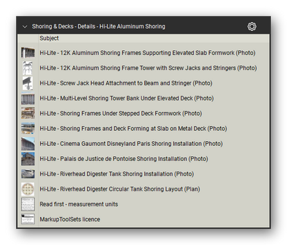 Details hi lite aluminum in the Shoring & Elevated Decks Takeoff & Estimating Bluebeam tool set