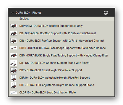 Dura blok roof top product photographs in the Pipe Hangers and Supports Takeoff & Estimating Bluebeam...