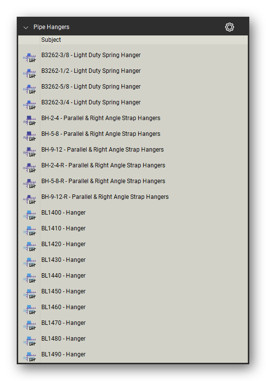 Count tools in the Pipe Hangers and Supports Takeoff & Estimating Bluebeam tool set (sheet 16 of 16)