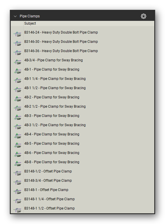 Clamps count tools in the Pipe Hangers and Supports Takeoff & Estimating Bluebeam tool set (sheet 8 of 15)