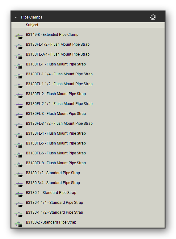 Clamps count tools in the Pipe Hangers and Supports Takeoff & Estimating Bluebeam tool set (sheet 10 of 15)