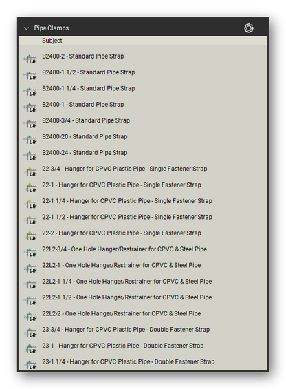 Clamps count tools in the Pipe Hangers and Supports Takeoff & Estimating Bluebeam tool set (sheet 12 of 15)