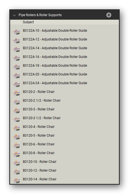 Rollers roller count tools in the Pipe Hangers and Supports Takeoff & Estimating Bluebeam tool set (sheet 4 of 8)