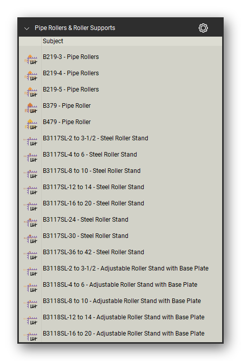 Rollers roller count tools in the Pipe Hangers and Supports Takeoff & Estimating Bluebeam tool set (sheet 6 of 8)