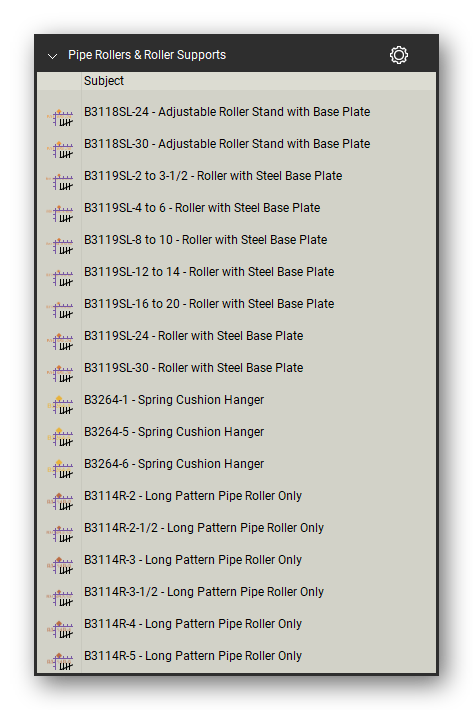 Rollers roller count tools in the Pipe Hangers and Supports Takeoff & Estimating Bluebeam tool set (sheet 7 of 8)