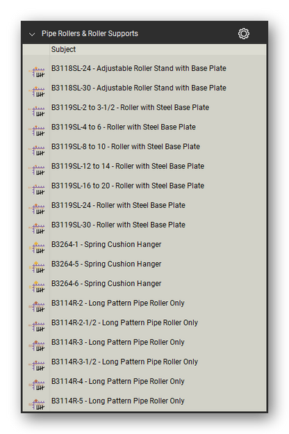 Rollers roller count tools in the Pipe Hangers and Supports Takeoff & Estimating Bluebeam tool set (sheet 7 of 8)